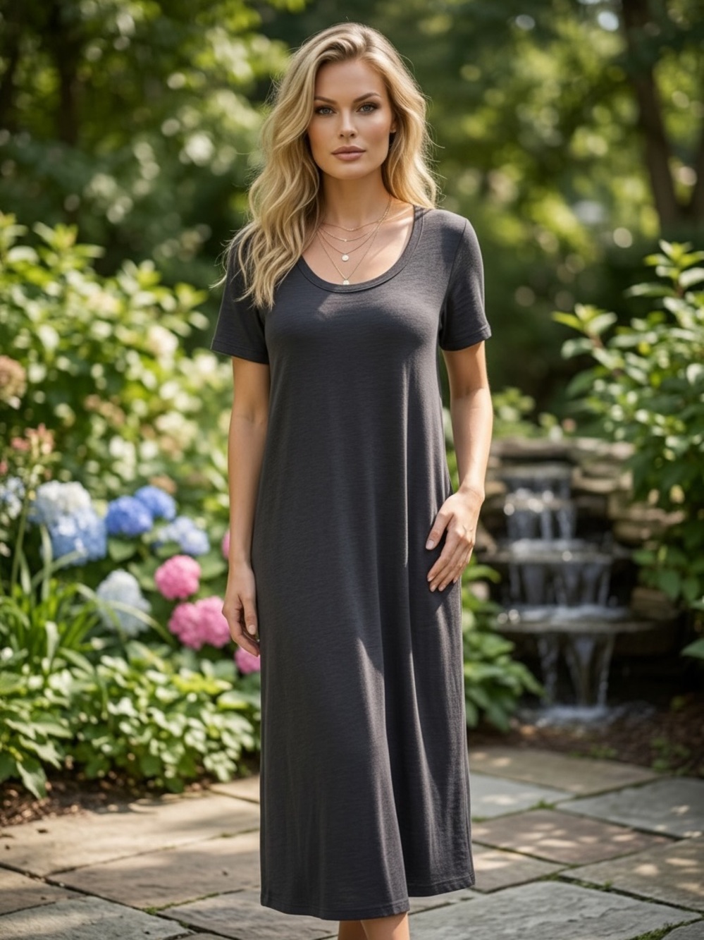 NWT Jessica Simpson Black Short Sleeve T-Shirt Dress Size XXL